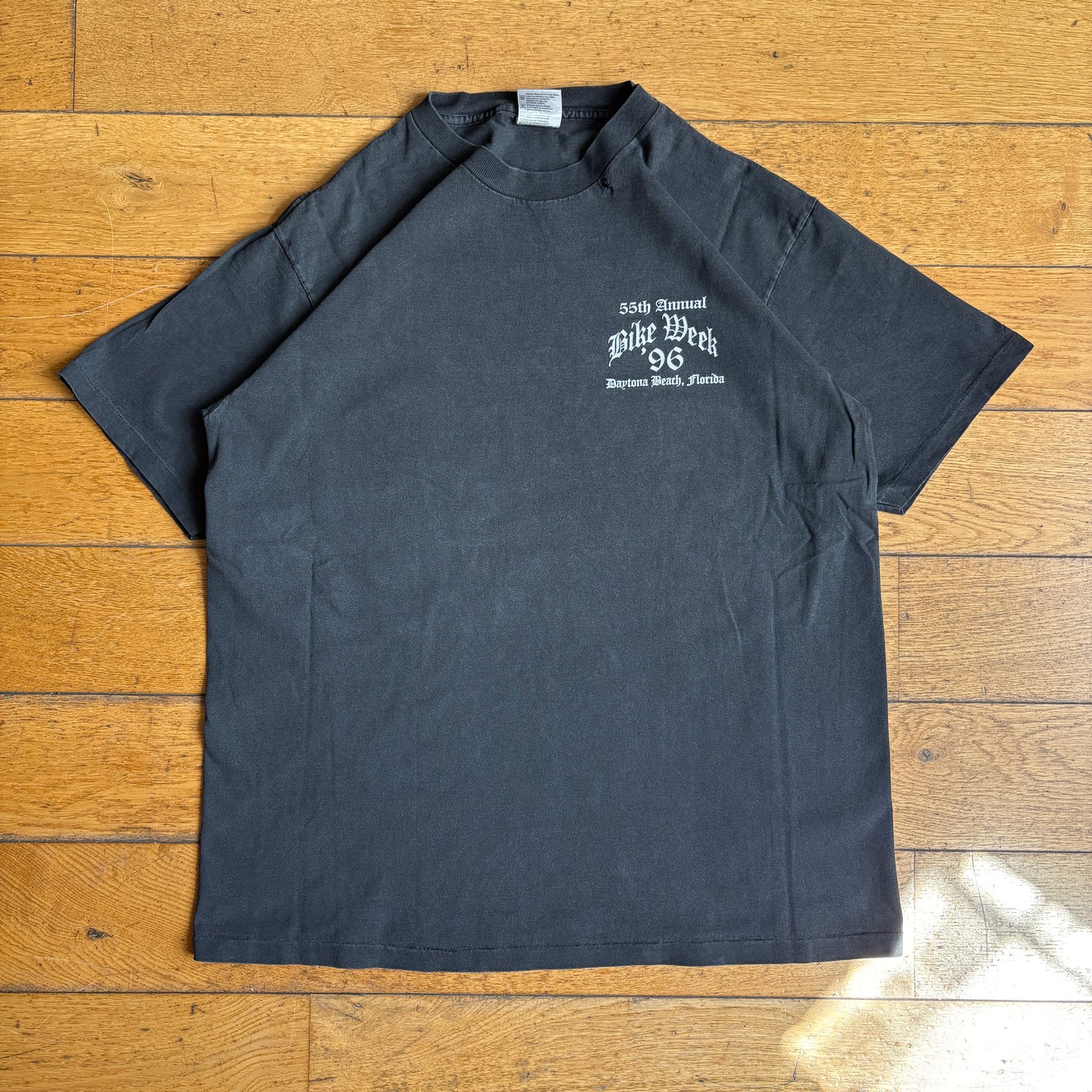 Vintage 90s Motorbike Black Single Stitch Graphic T-Shirt - M/L
