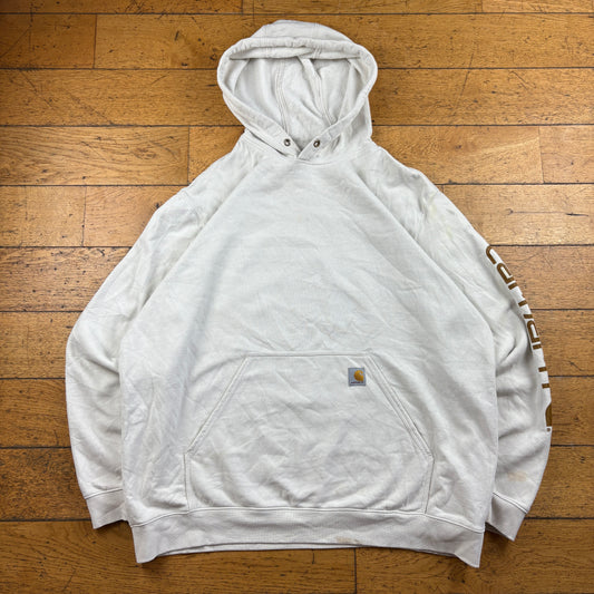 Vintage Carhartt White Hoodie Sweatshirt - XXL