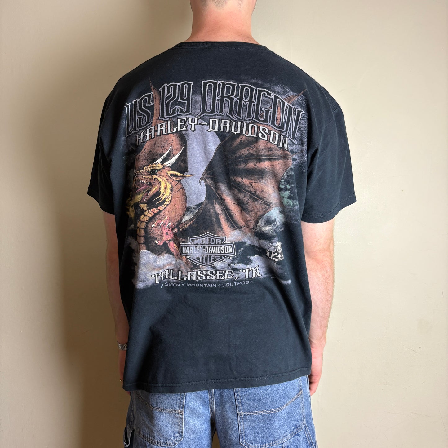 Vintage 2010 Harley Davidson Smoky Mountain Dragon Black Graphic T-Shirt - L