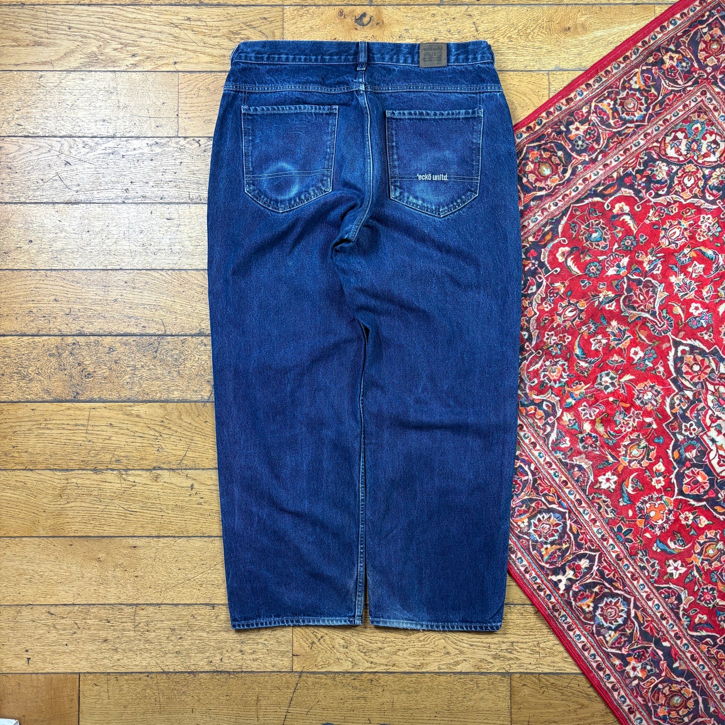 Vintage Ecko Unltd Blue Embroidered Y2K Hip Hop Baggy Jeans - 38