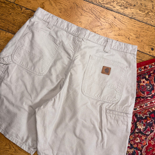 Vintage Carhartt Workwear Cream Baggy Carpenter Shorts - 36