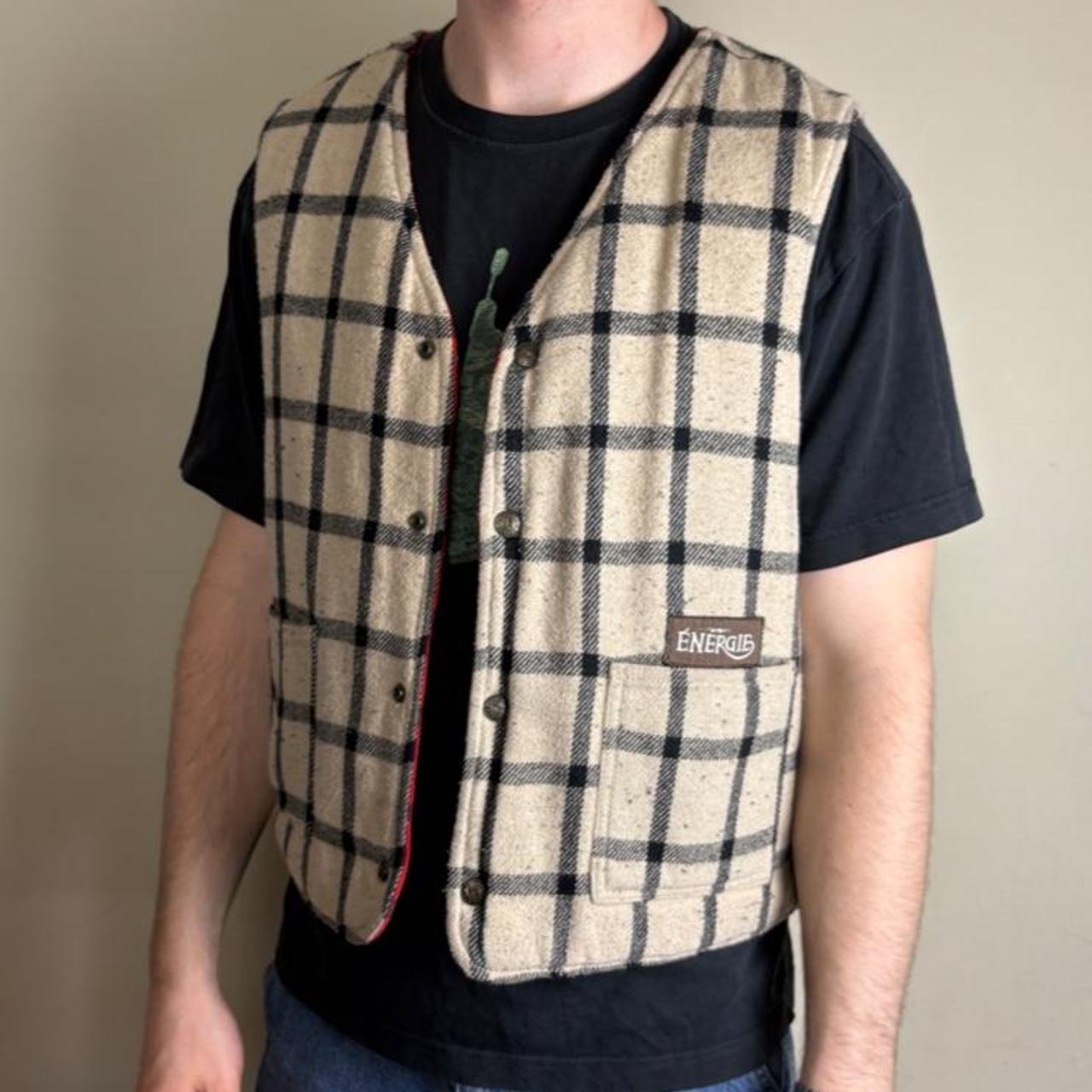 Vintage Energie Nova Check Gilet Vest Jacket - M