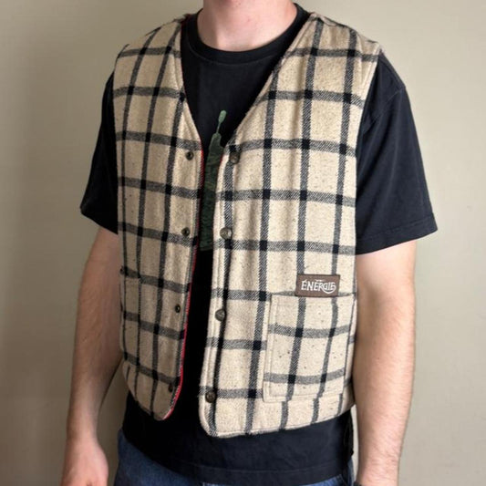 Vintage Energie Nova Check Gilet Vest Jacket - M