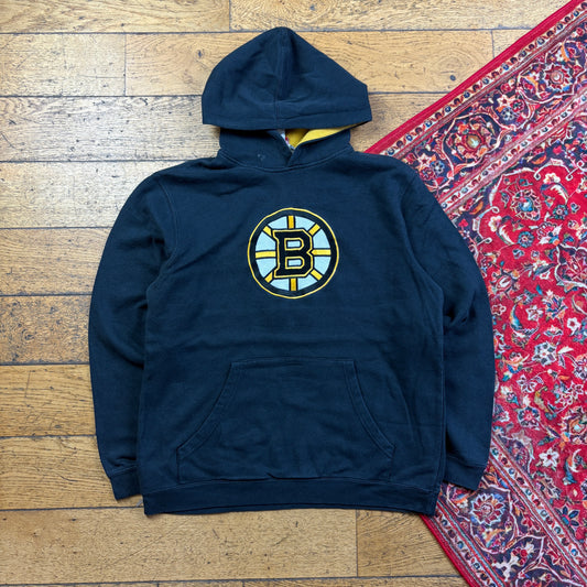 Vintage Reebok NHL Boston Bruins Black Embroidered Hoodie Sweatshirt - M