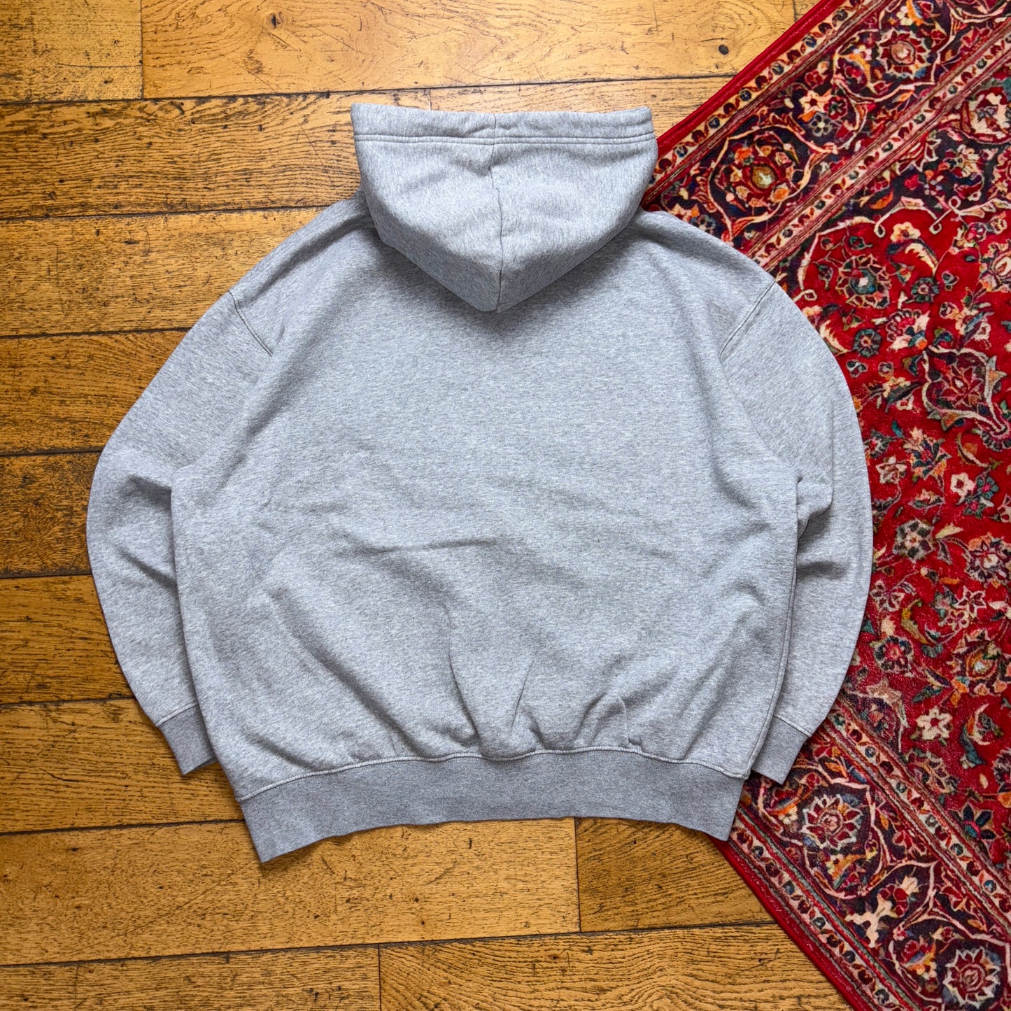 Vintage Nike Y2K Centre Swoosh Grey Embroidered Boxy Hoodie Sweatshirt - S