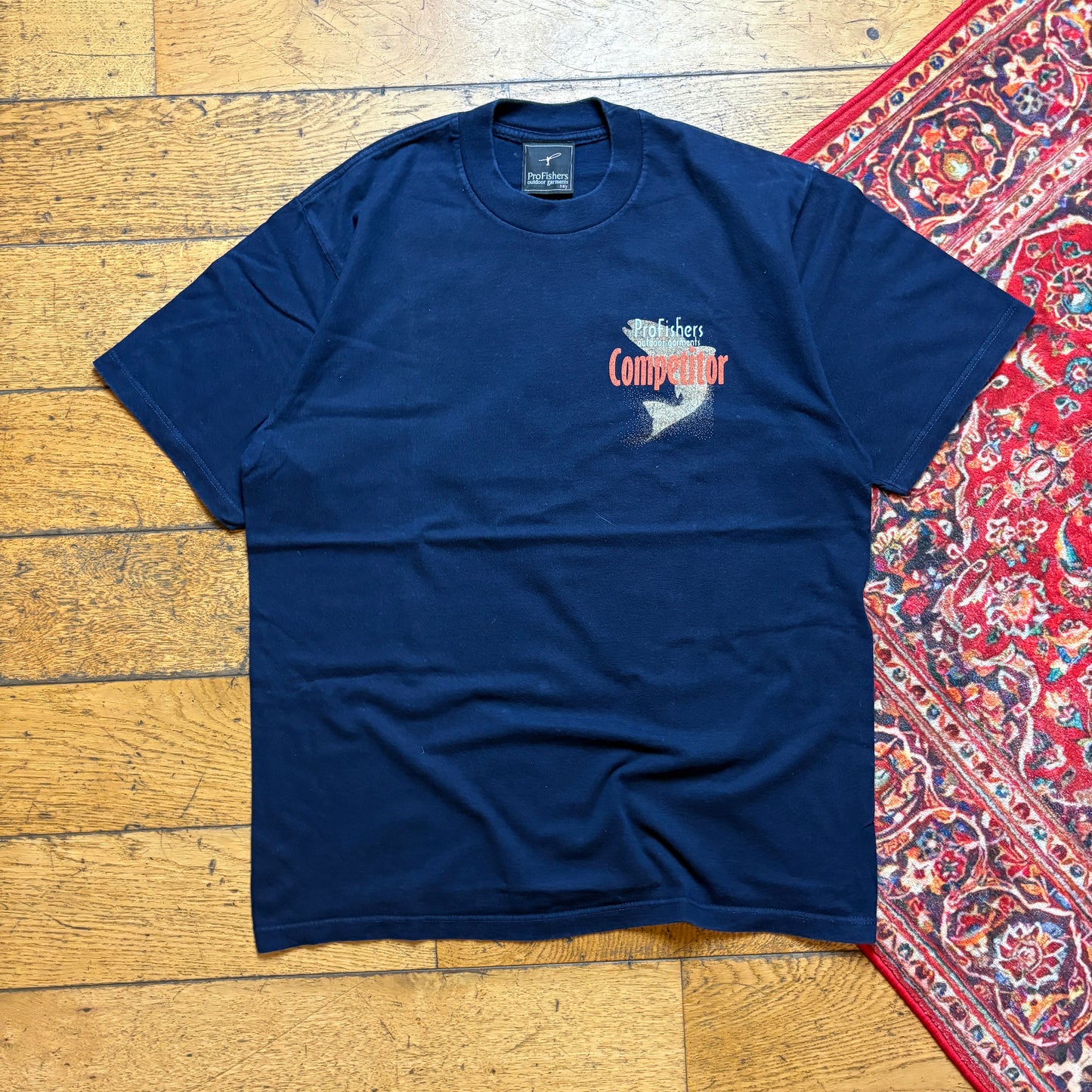 Vintage 90s Fishing Navy Single Stitch Graphic T-Shirt - S