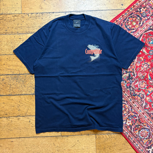 Vintage 90s Fishing Navy Single Stitch Graphic T-Shirt - S