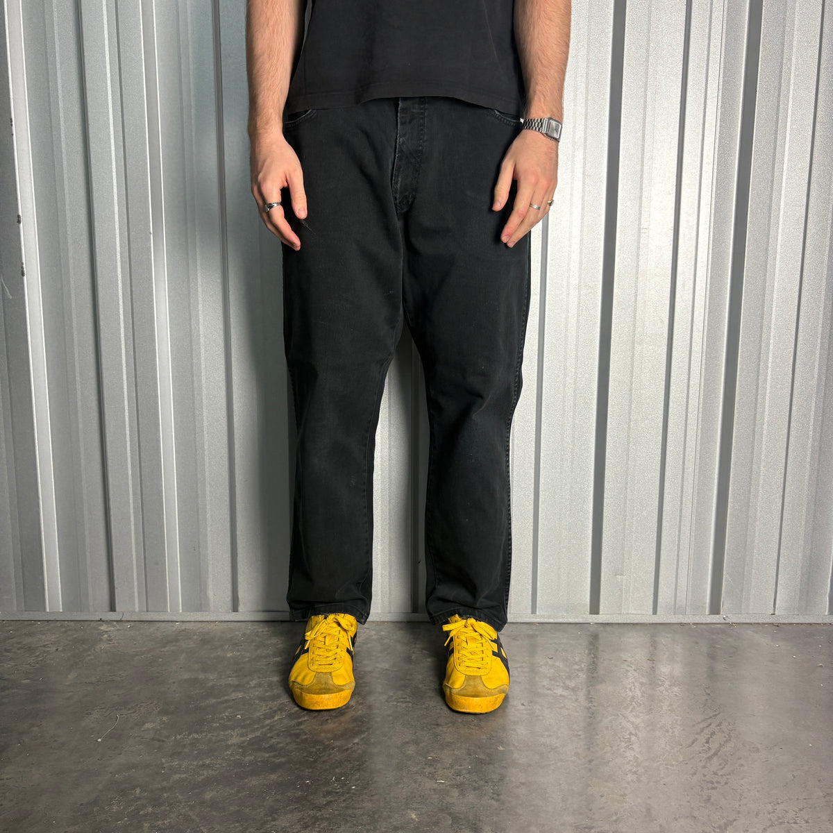 Wrangler Black Baggy Straight Workwear Jeans - 36S