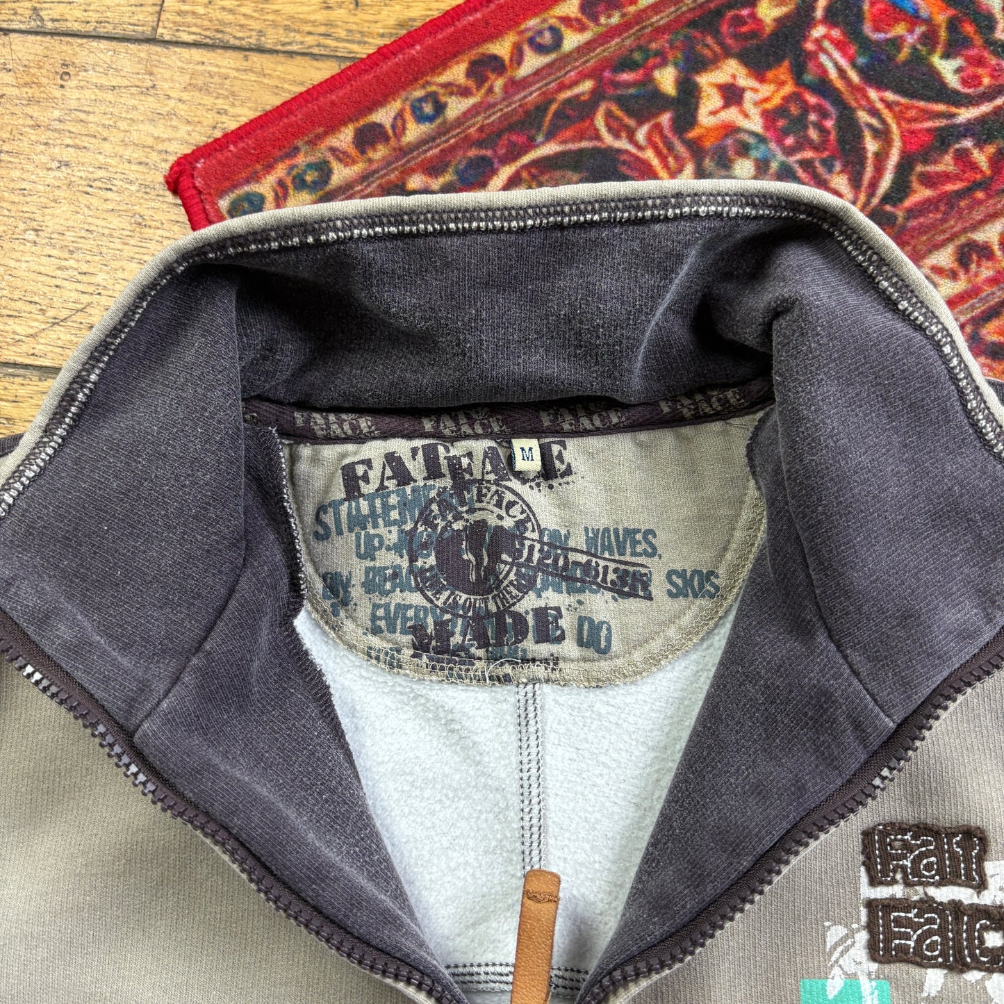 Vintage Fat Face Grey Brown Embroidered Surfwear Sweatshirt - L