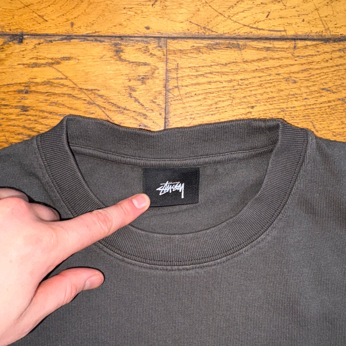 Vintage Stussy Grey Long Sleeve T-Shirt - L