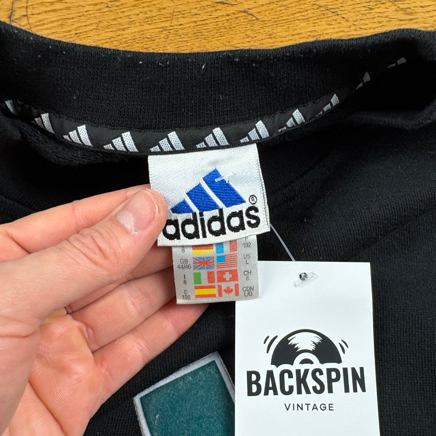 Vintage 90s Adidas Black Embroidered Sweatshirt - L