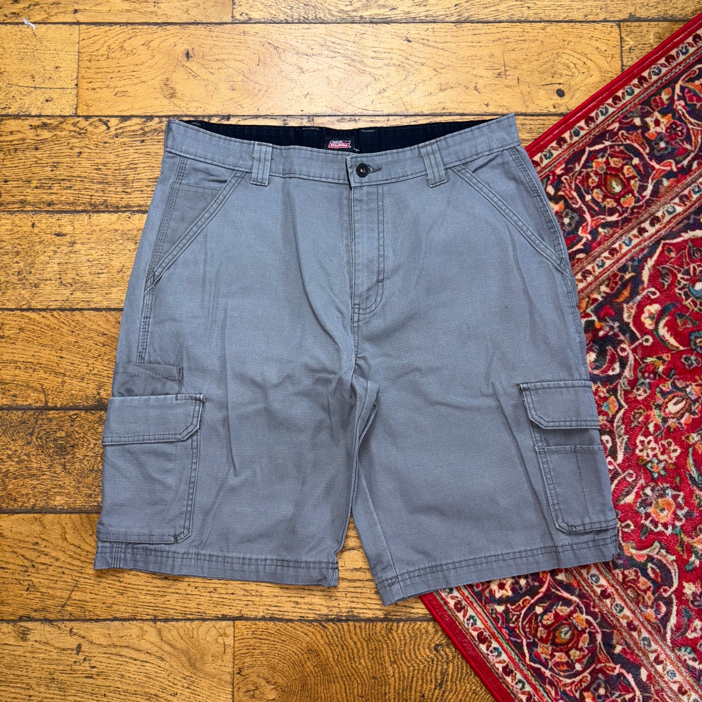 Vintage Dickies Workwear Carpenter Grey Baggy Shorts - 34