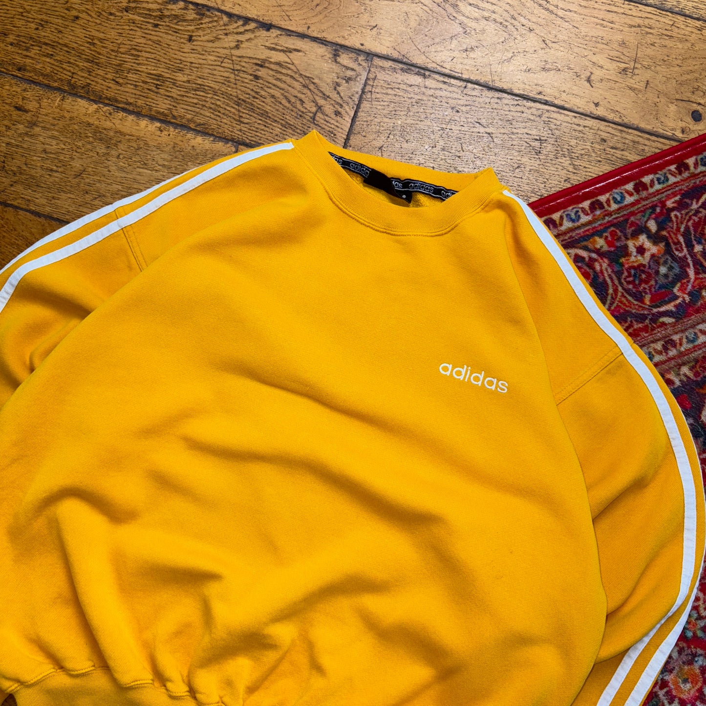Vintage 90s Adidas Yellow Embroidered Sweatshirt - M