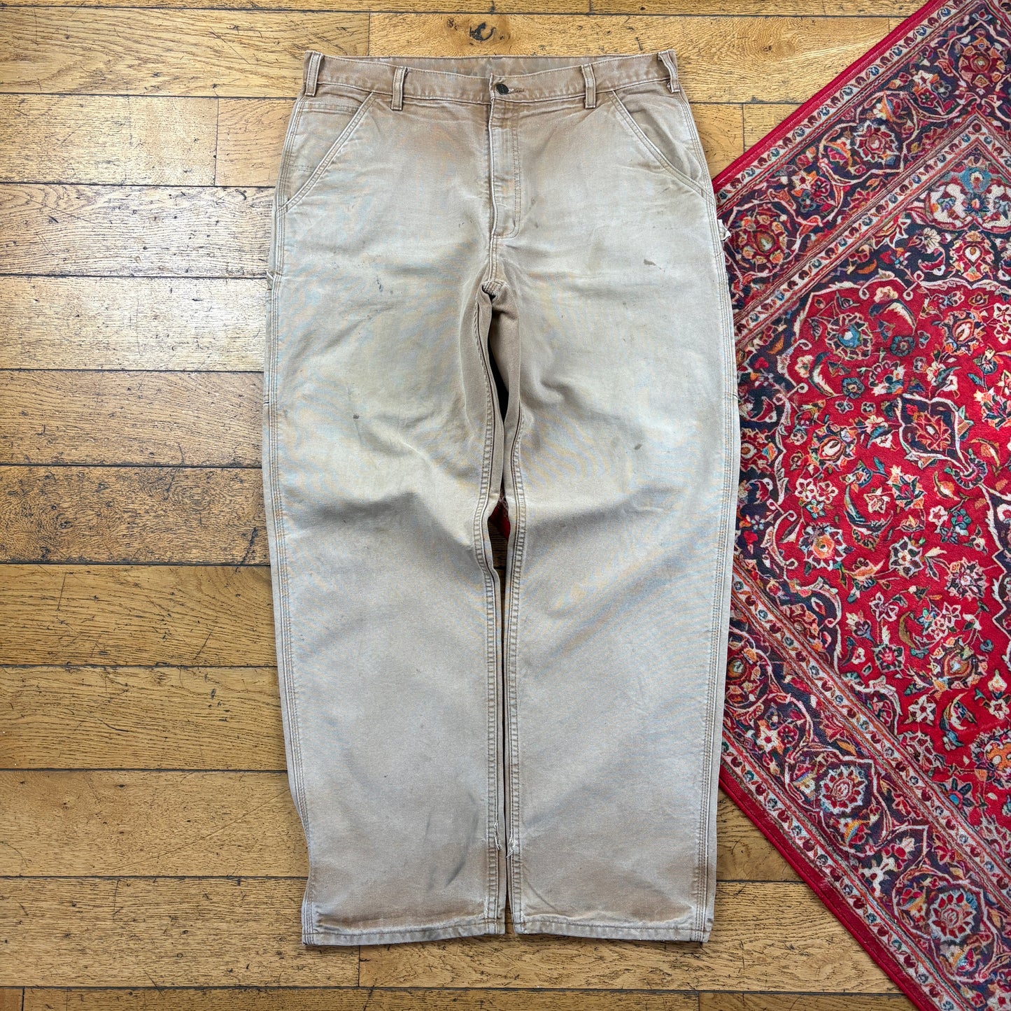 Vintage Carhartt Brown Workwear Carpenter Baggy Trousers - 38