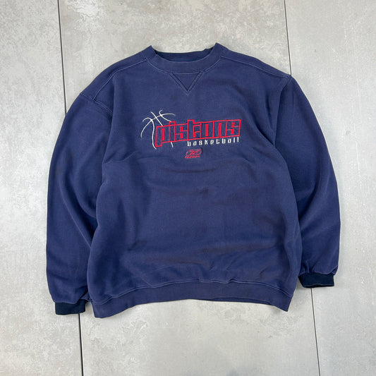 Vintage 00s Reebok NBA Pistons Embroidered Boxy Cropped Navy Sweatshirt - M