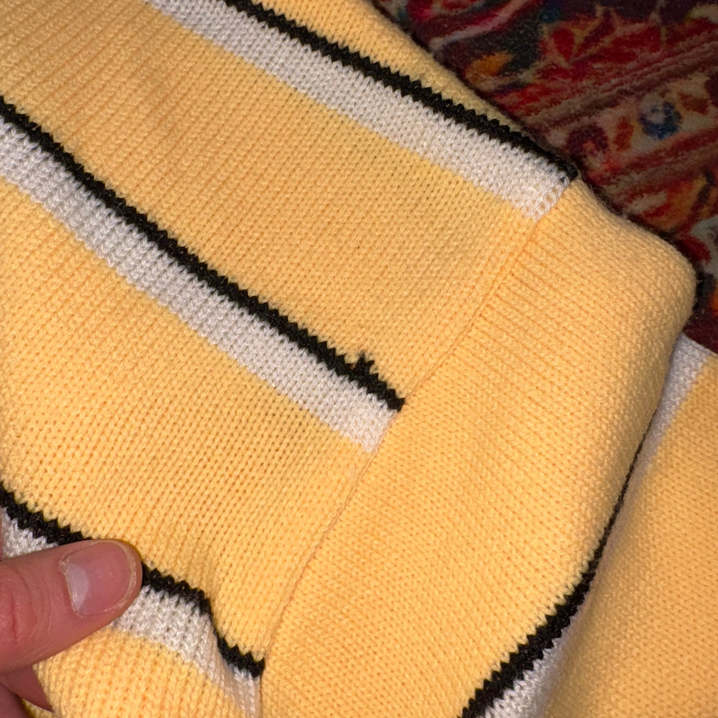 Vintage Lacoste Yellow Chunky Knit Quarter Zip Rugby Shirt Jumper -  M