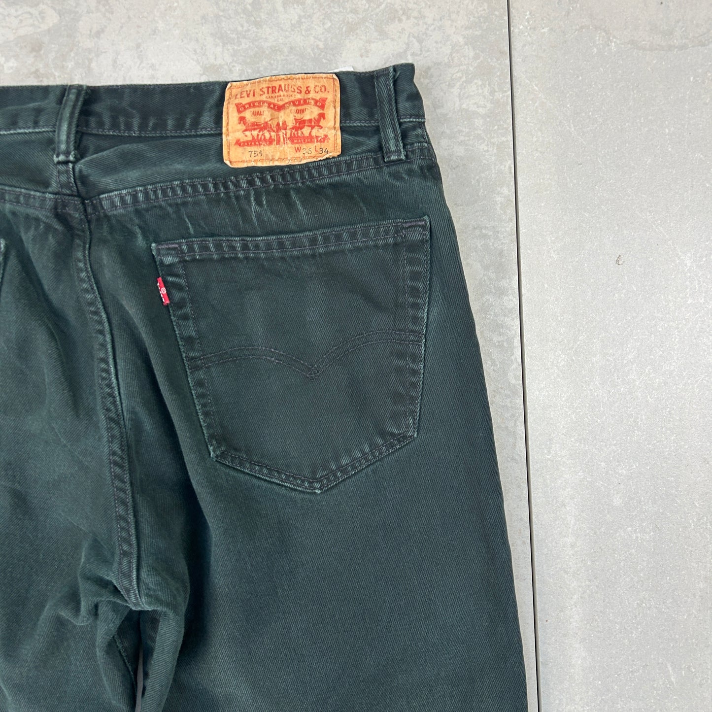 Vintage Levis 751 Straight Black Denim Jeans - 36