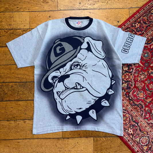 Vintage Georgetown Bulldogs Grey 90s Graphic T-Shirt - L