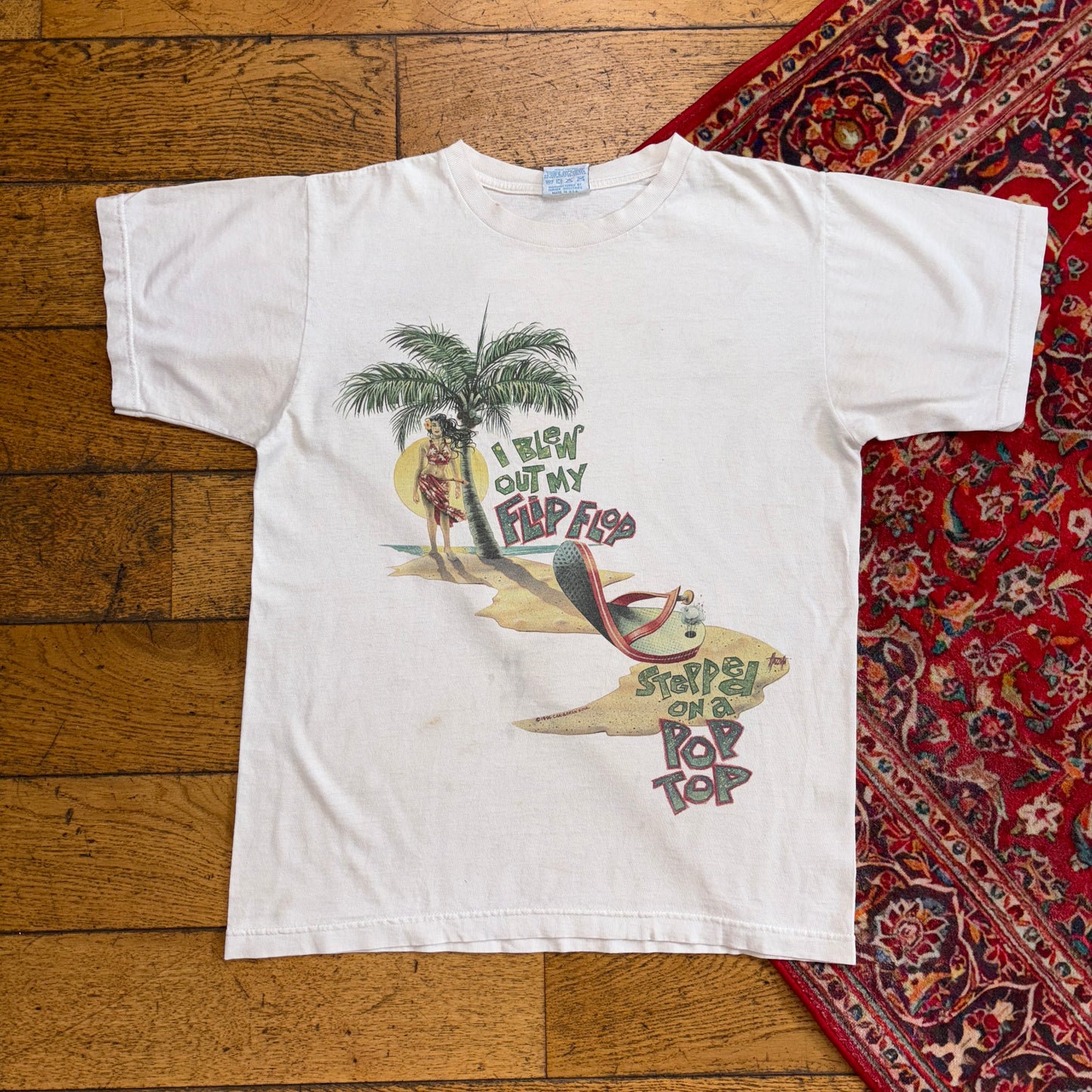 Vintage 1996 White Margaritaville Beach Funny Single Stitch Graphic T-Shirt - S