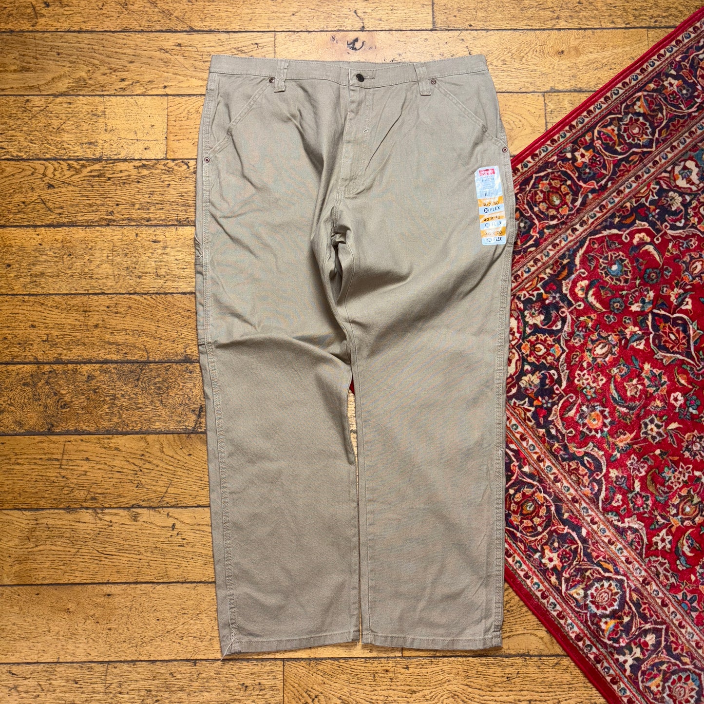 Vintage Wrangler Cream Brown Carpenter Workwear Baggy Trousers - 40S