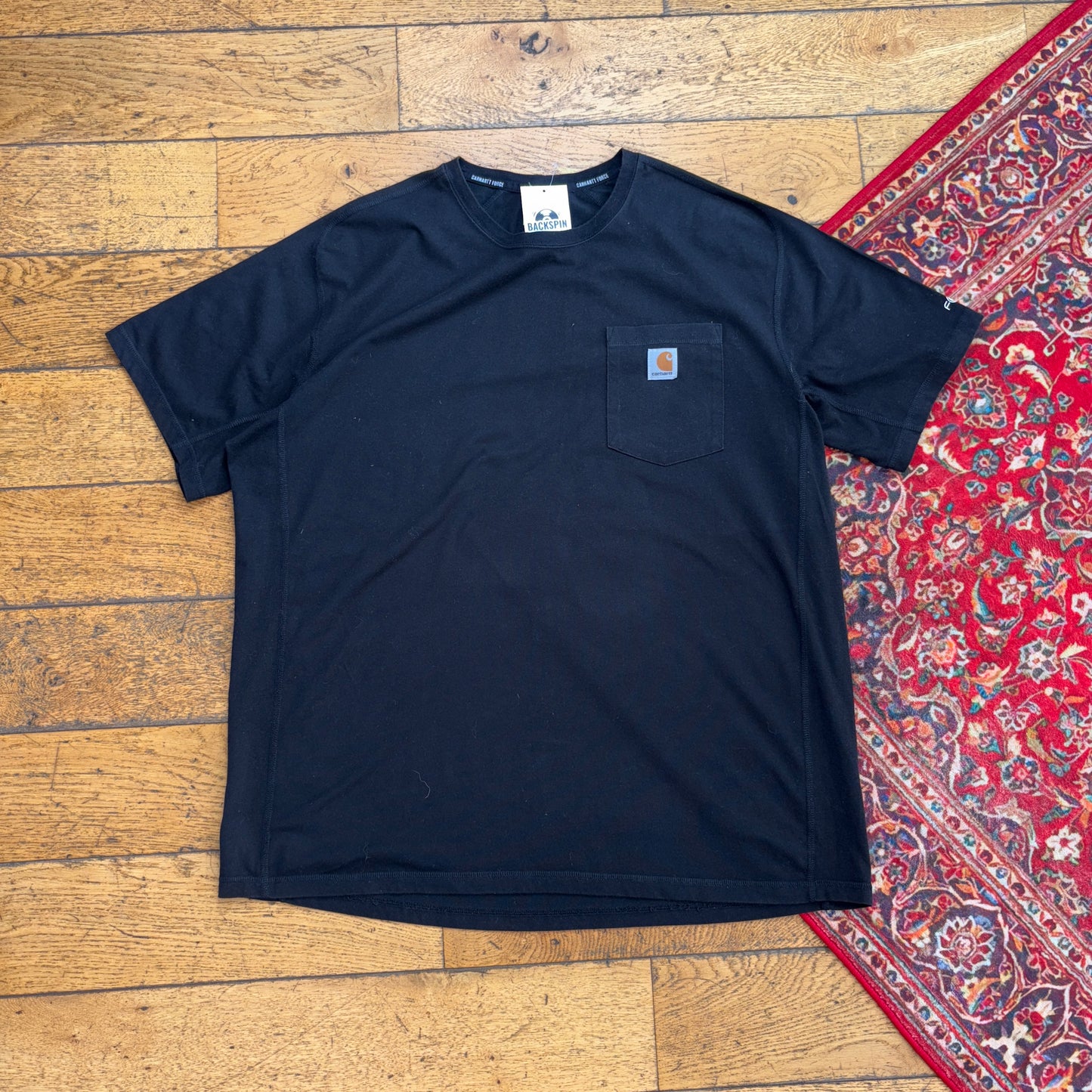 Vintage Carhartt Force Pocket Logo Black T-Shirt - XL