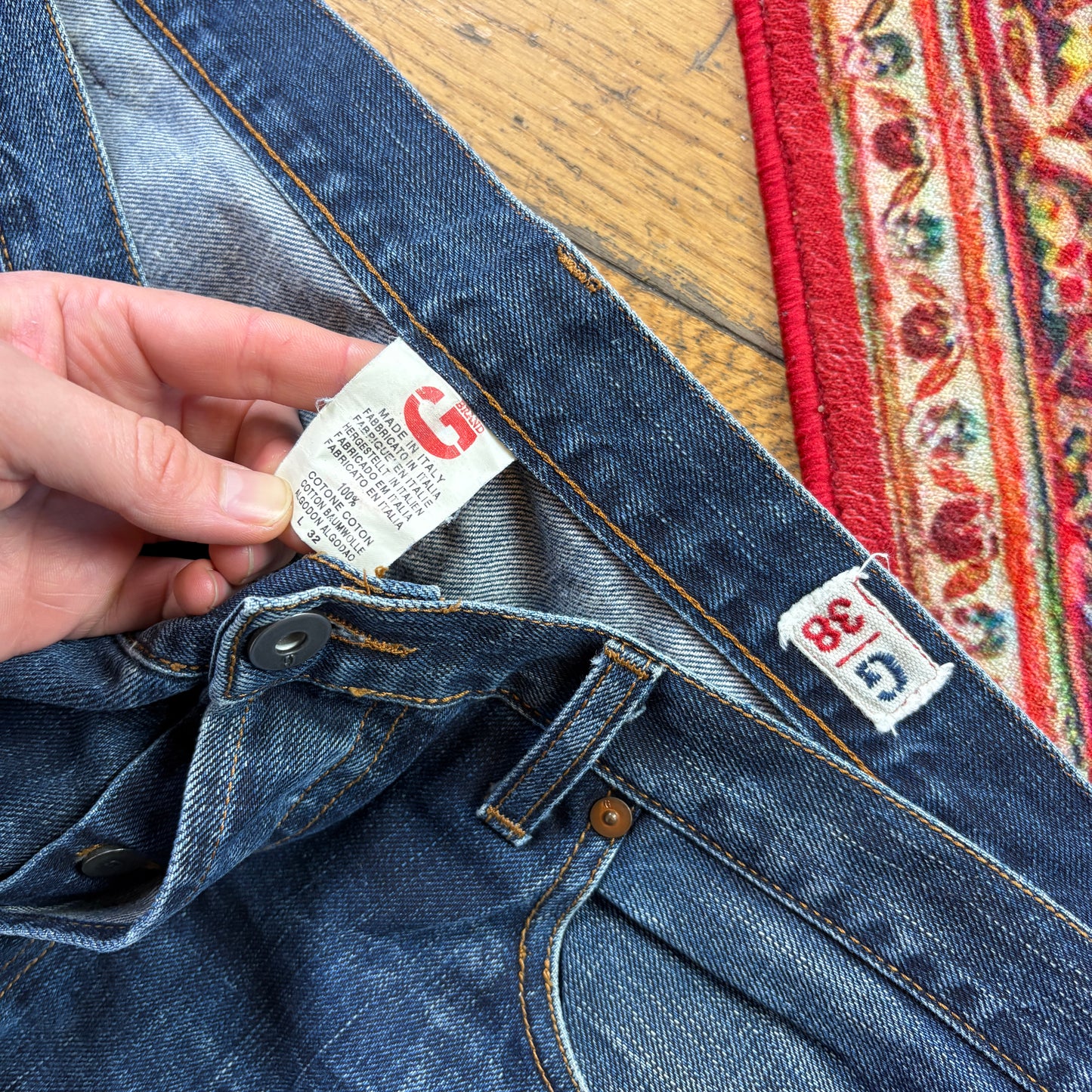 Vintage Blue Embroidered Y2K Hip Hop Baggy Jeans - 40