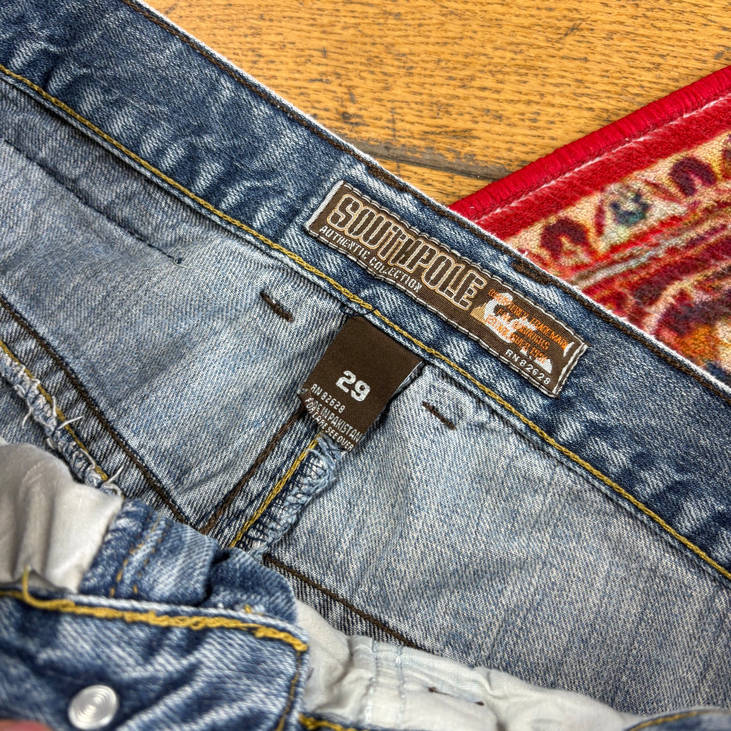 Vintage Southpole Blue Embroidered Y2K Hip Hop Baggy Jeans - 29