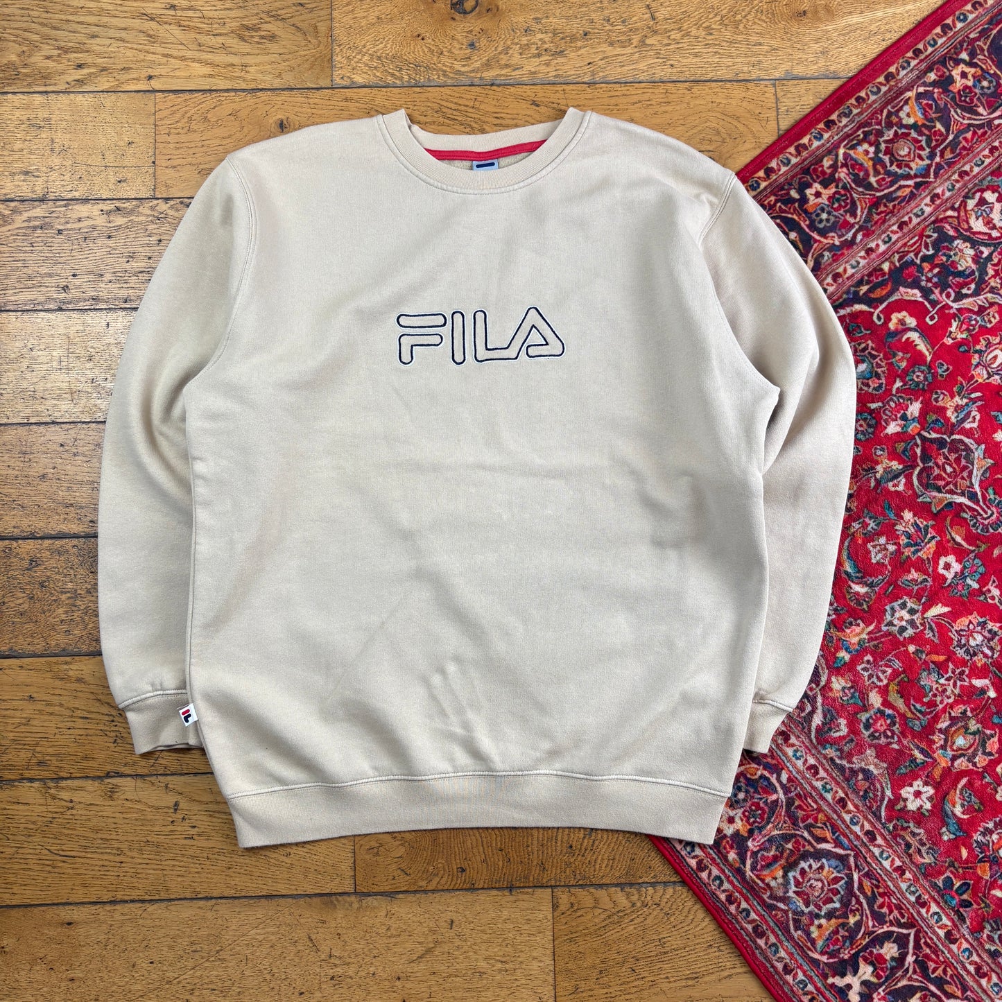 Vintage Fila Brown Cream Embroidered Sweatshirt - XL