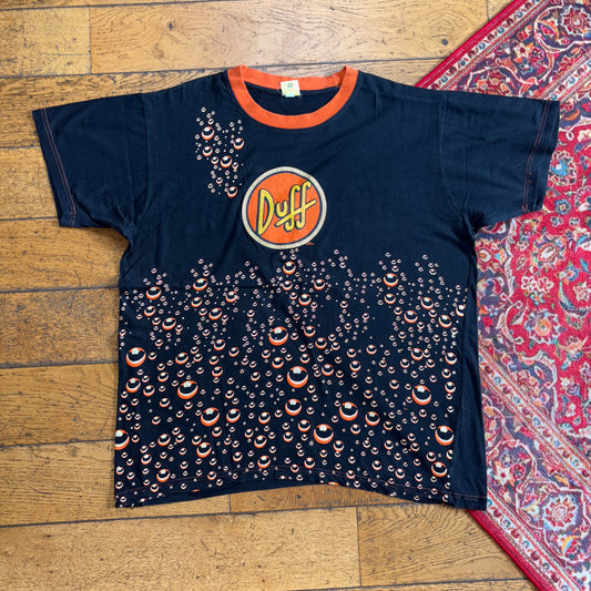 Vintage 00s Simpsons Black Duff Beer Graphic T-Shirt - XL