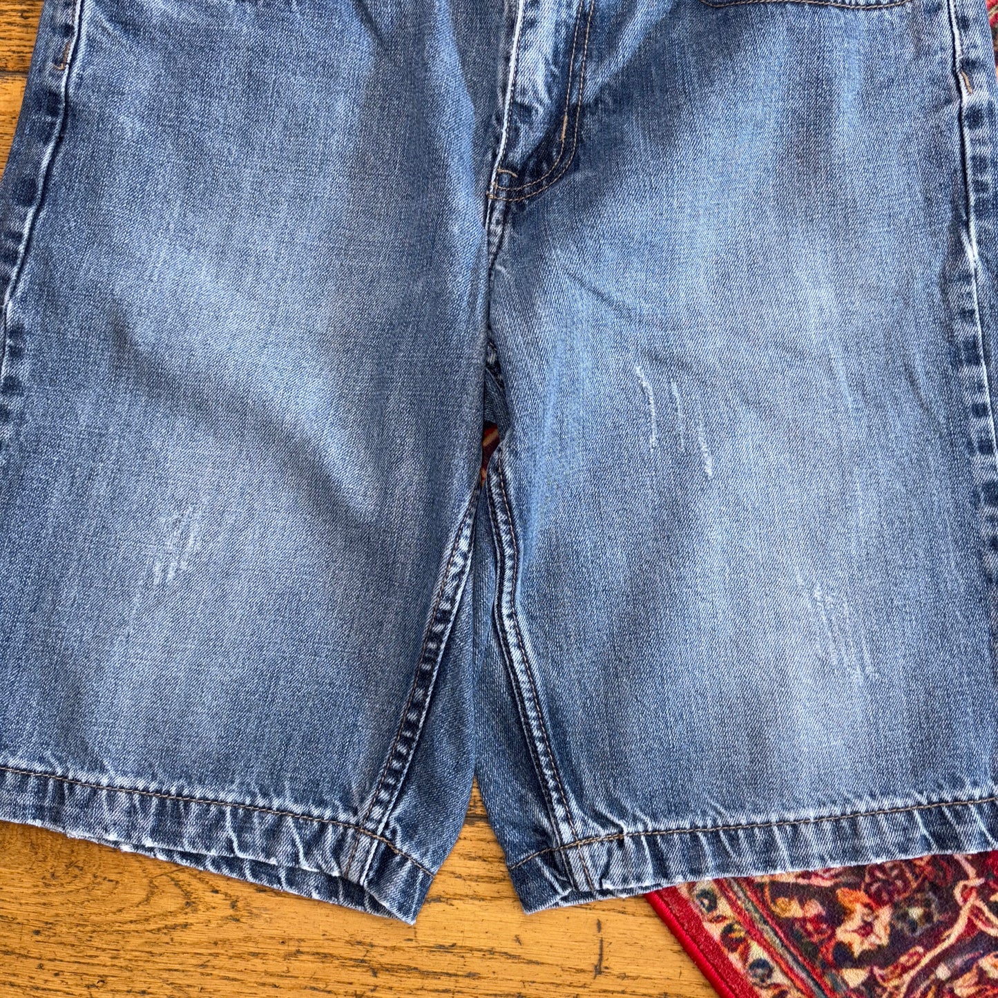 Vintage Embroidered Blue Hip Hop Baggy Shorts Jorts - 34