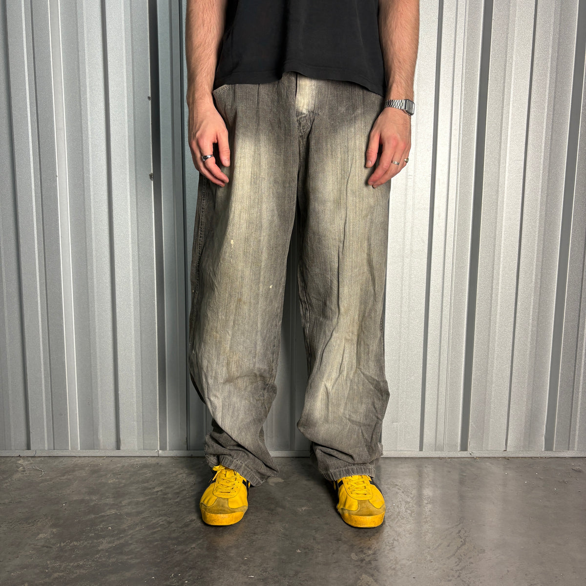 Dodeca Grey Embroidered Japanese Denim Hip Hop Y2K Baggy Jeans - 40L