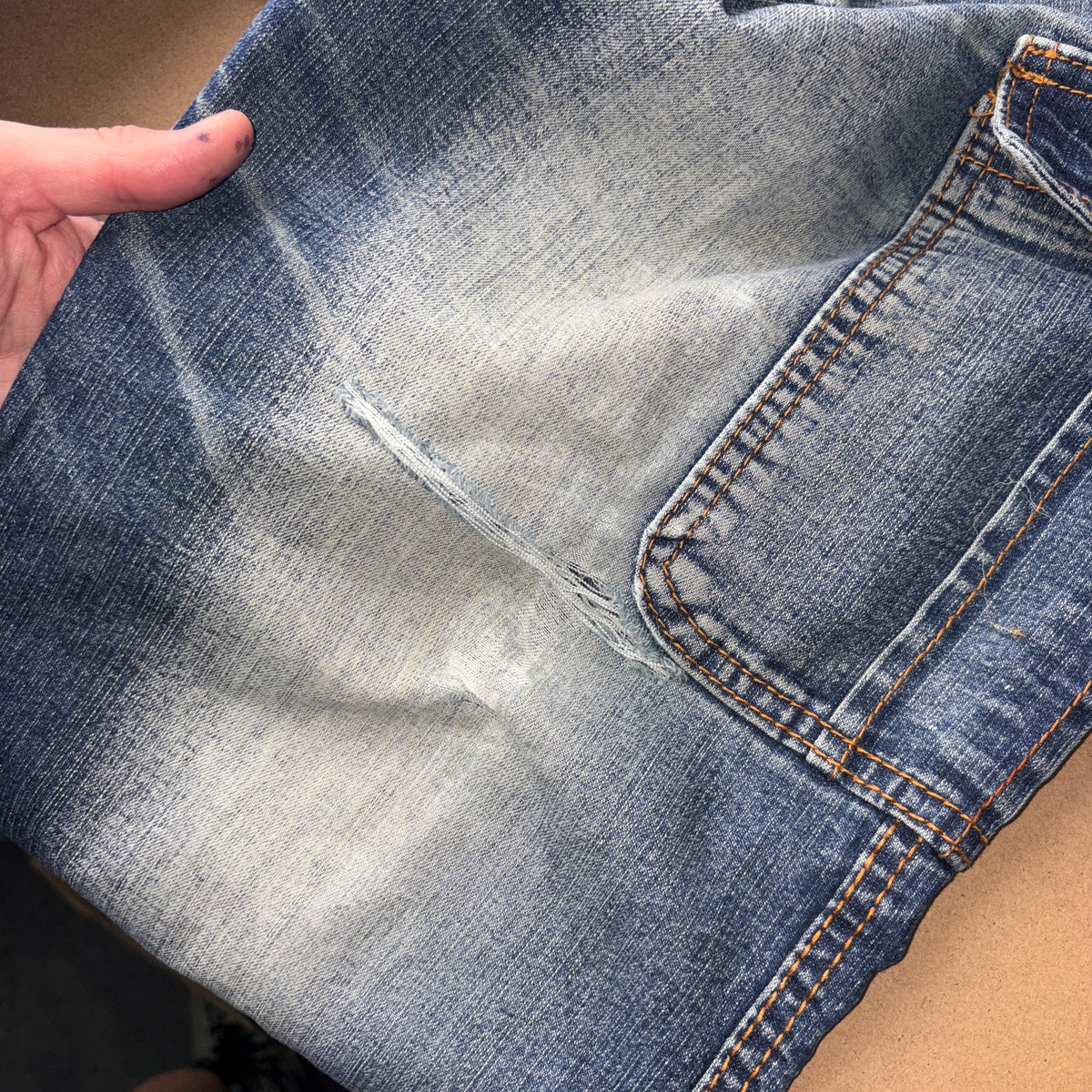 Embroidered Scorpion Blue Cargo Japanese Denim Hip Hop Y2K Baggy Jeans - 32S