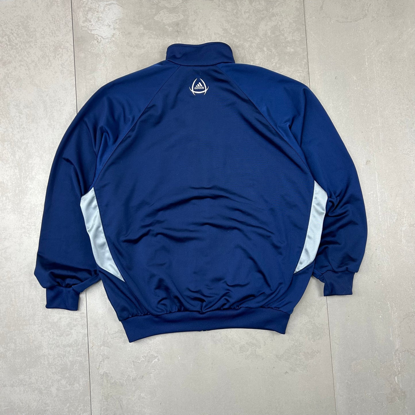 Adidas blue track jacket with tri stripes - Medium