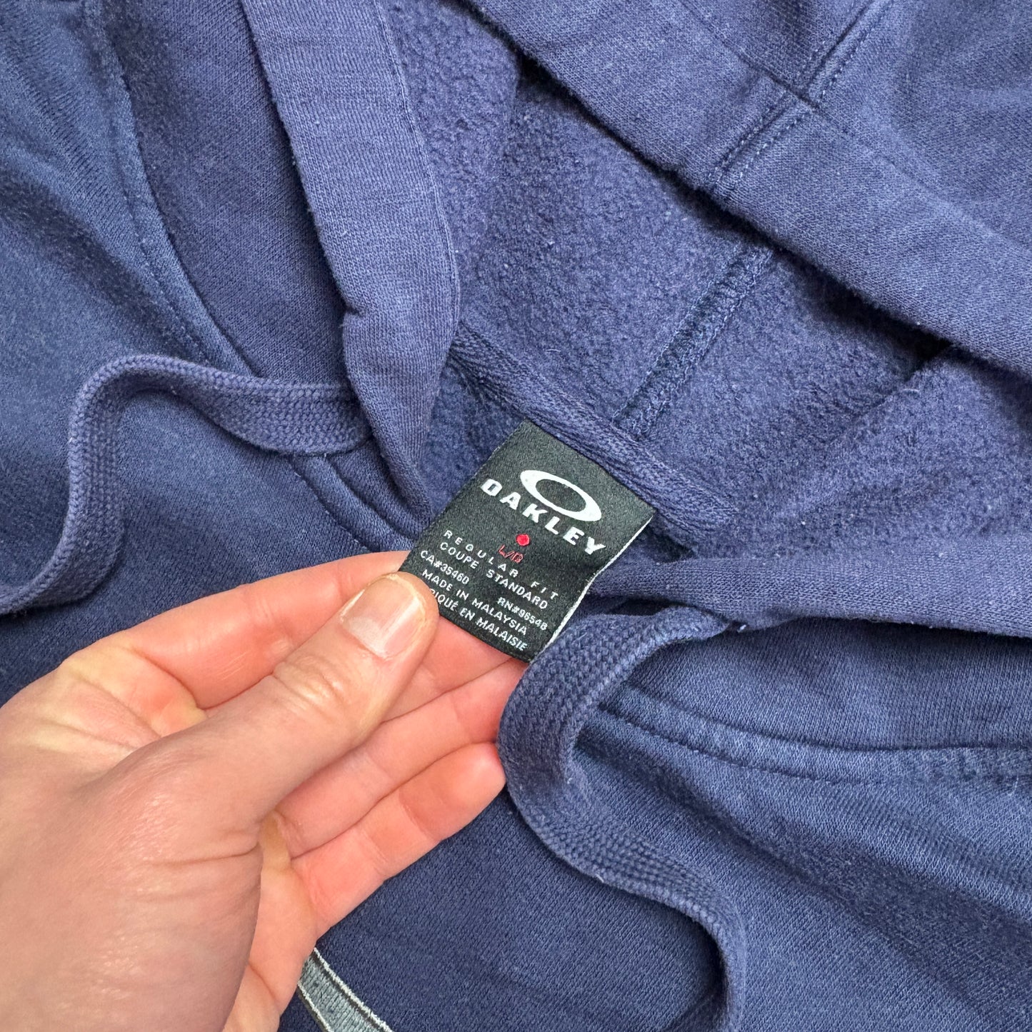 Vintage Oakley Navy Embroidered Zip Hoodie Sweatshirt - XL