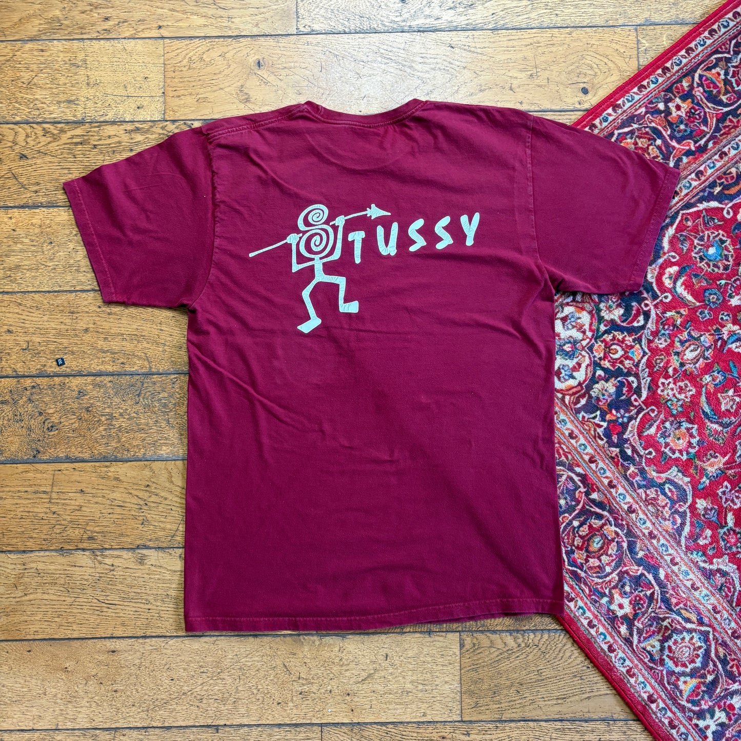 Vintage Stussy Burgundy Graphic T-Shirt - S