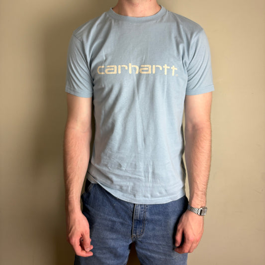 Vintage Carhartt Blue Spellout Graphic T-Shirt - S