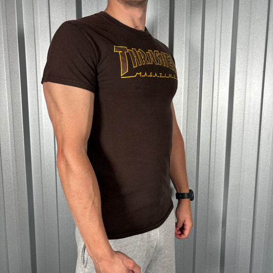 Thrasher Brown Skate Graphic T Shirt - XS