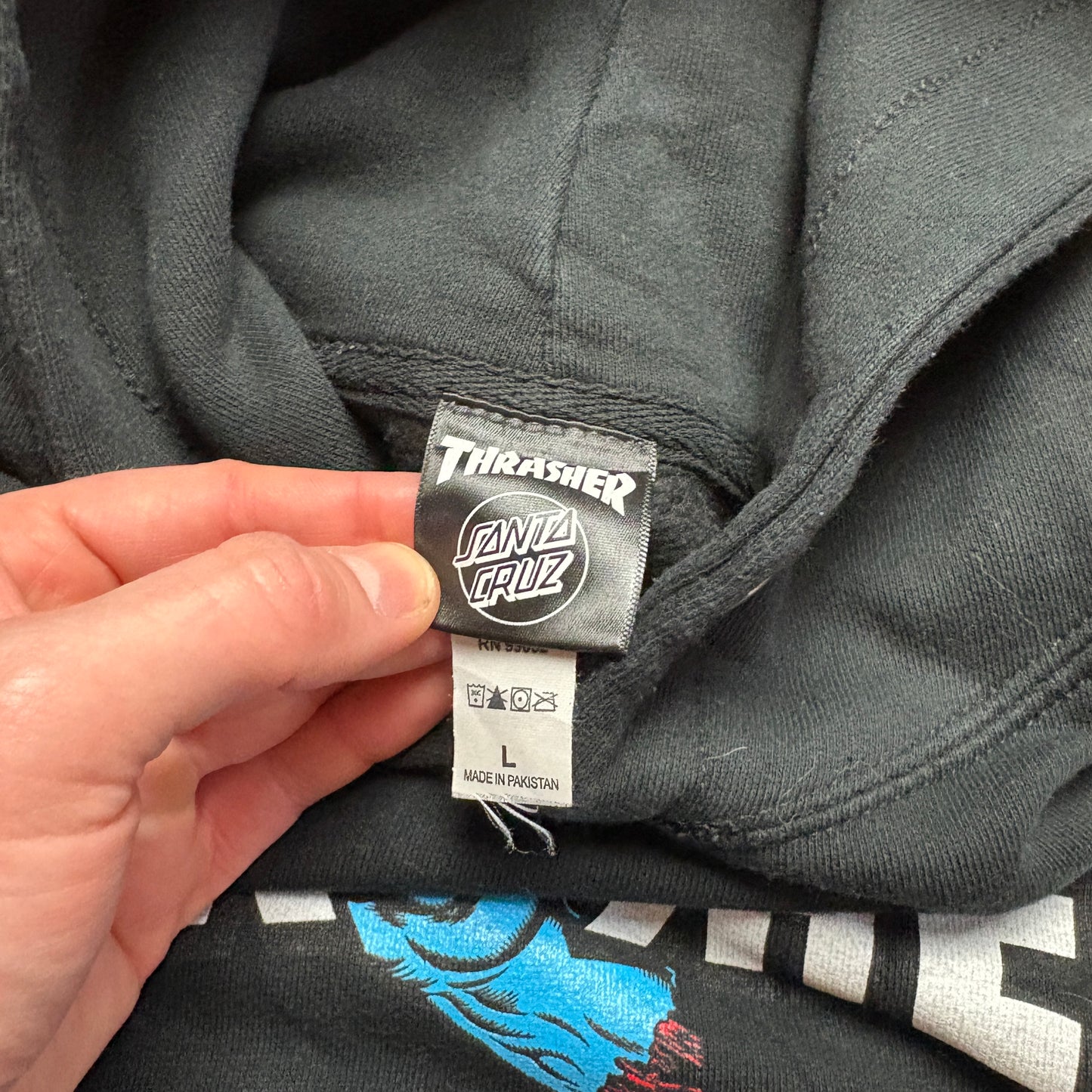 Vintage Thrasher X Santa Cruz Black Skate Hoodie Sweatshirt - XL