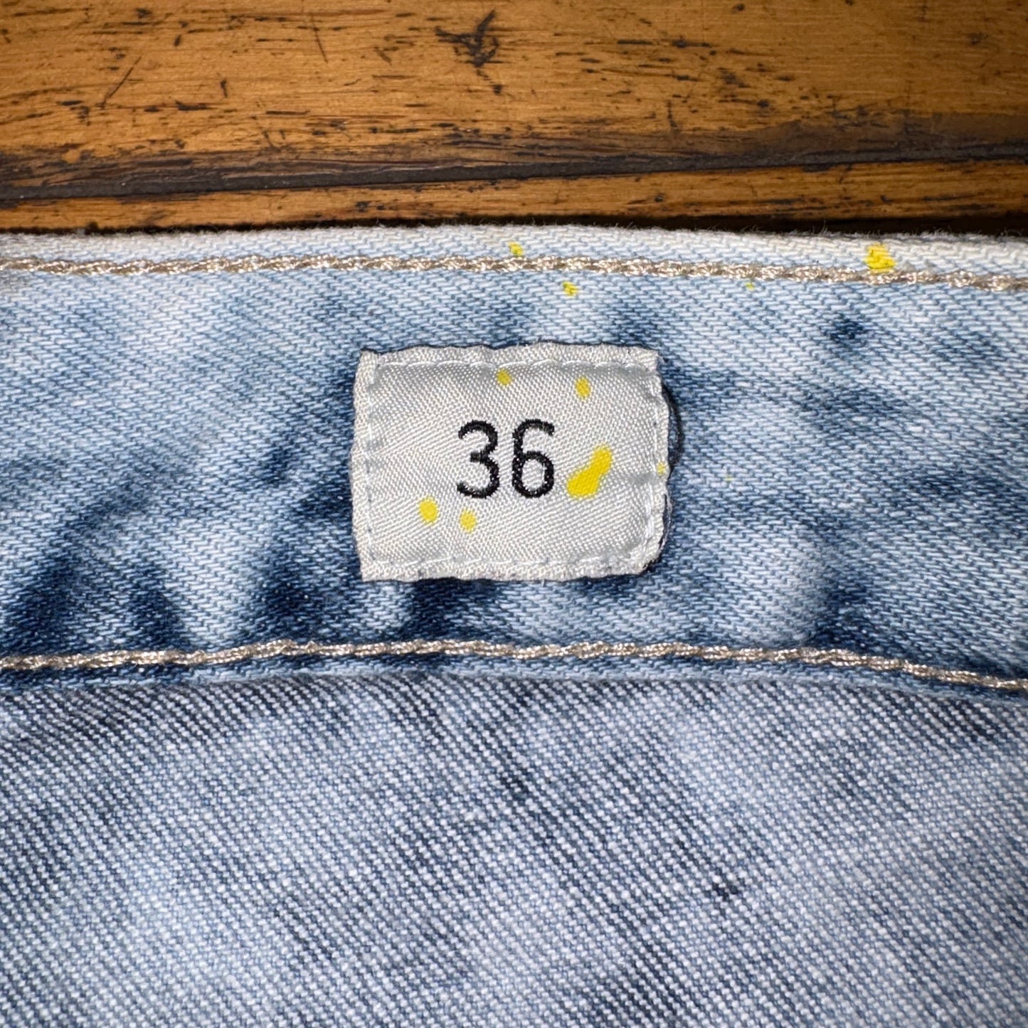 Vintage Blue Graffiti Denim slim Shorts - 38