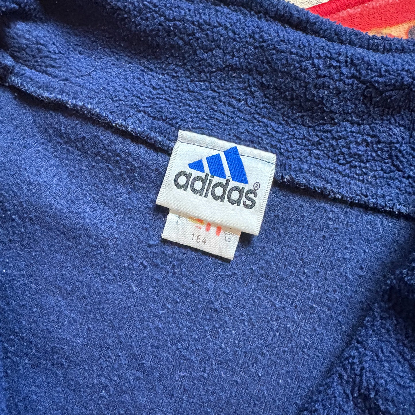 Vintage 90s Navy Adidas Embroidered Fleece Zip Sweatshirt - M