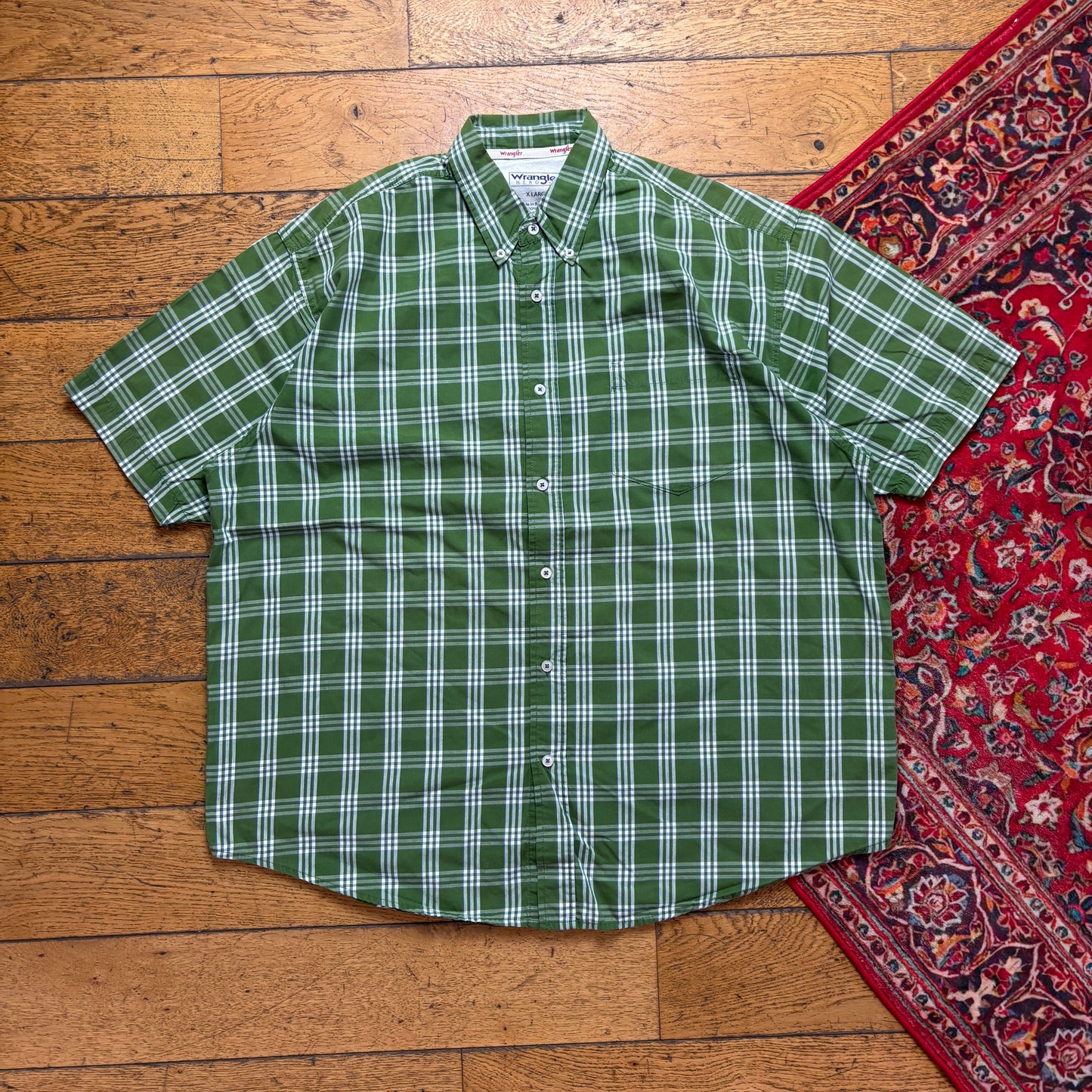 Vintage Wrangler Green Short Sleeve Check Shirt - XL