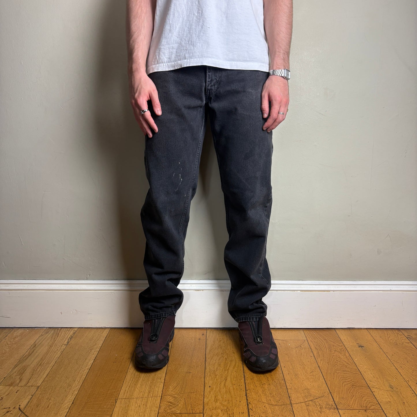 Vintage Levis 550 Baggy Black Denim Jeans - 33L