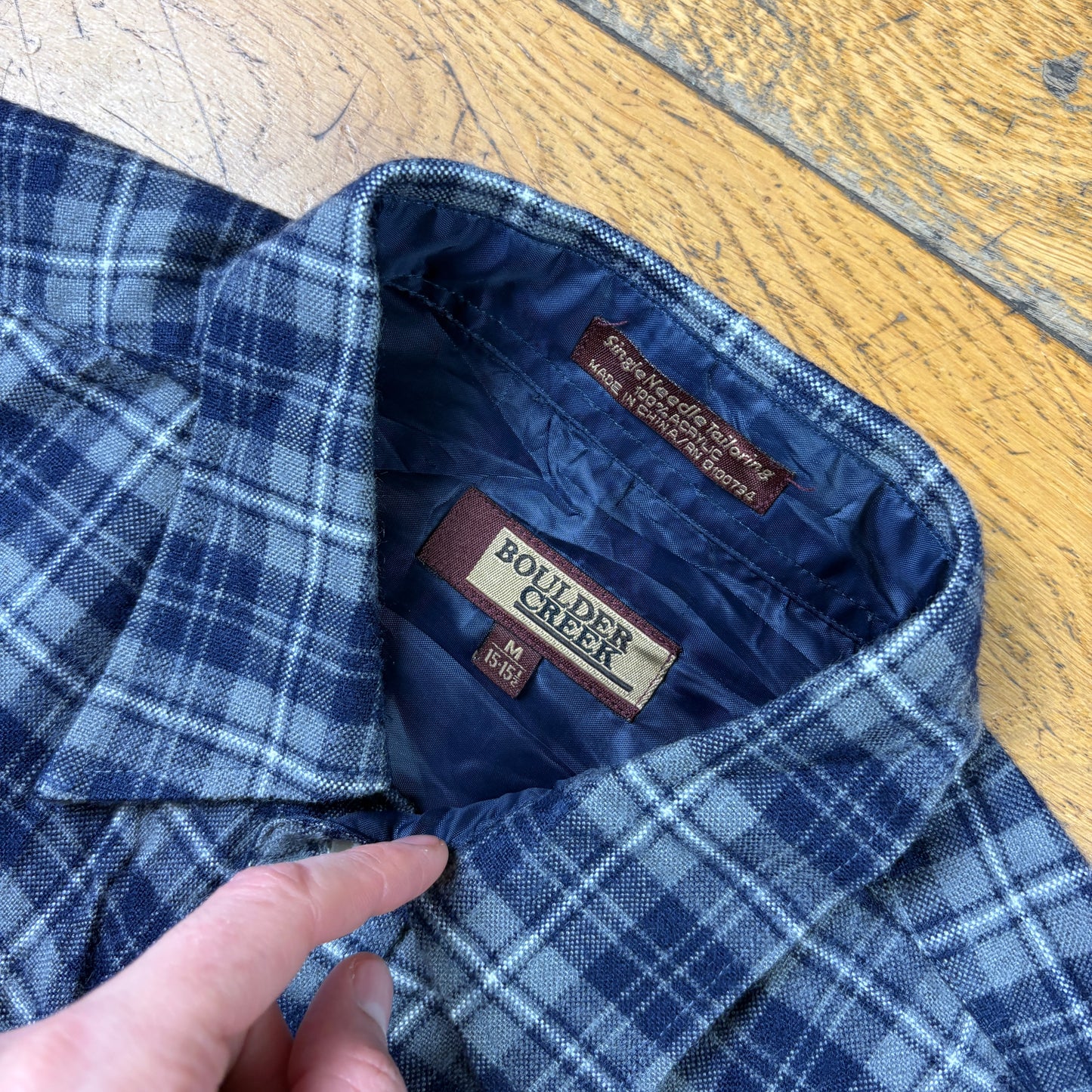 Vintage Blue Check Flannel Shirt - M