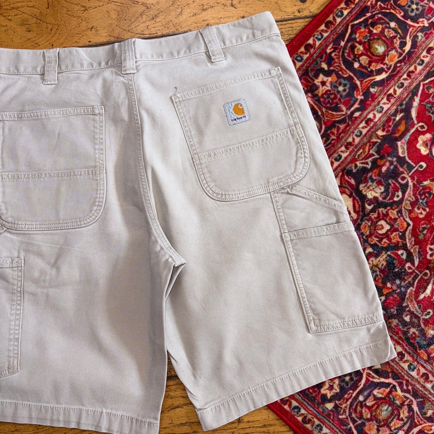 Vintage Carhartt Cream Workwear Baggy Carpenter Shorts - 34
