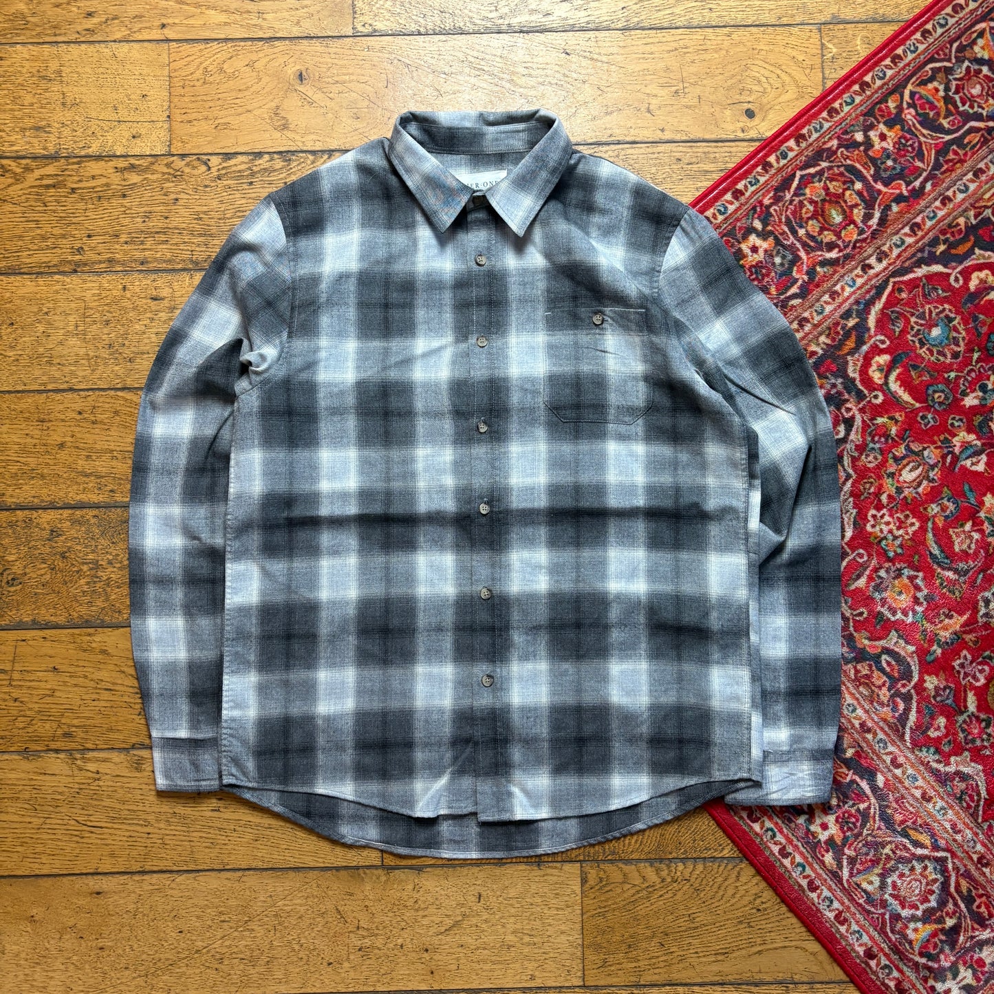 Vintage Pier One Grey Check Flannel Shirt - M