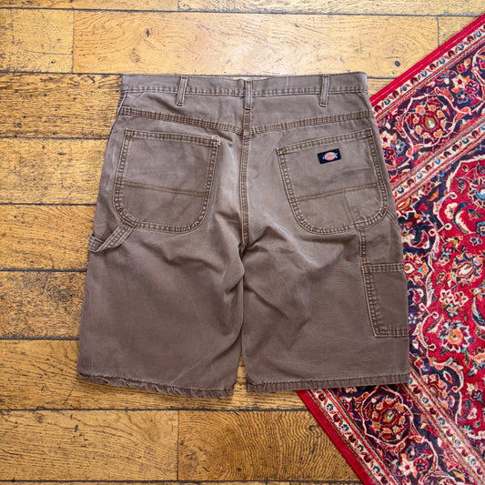 Vintage Dickies Brown Workwear Carpenter Baggy Shorts - 36