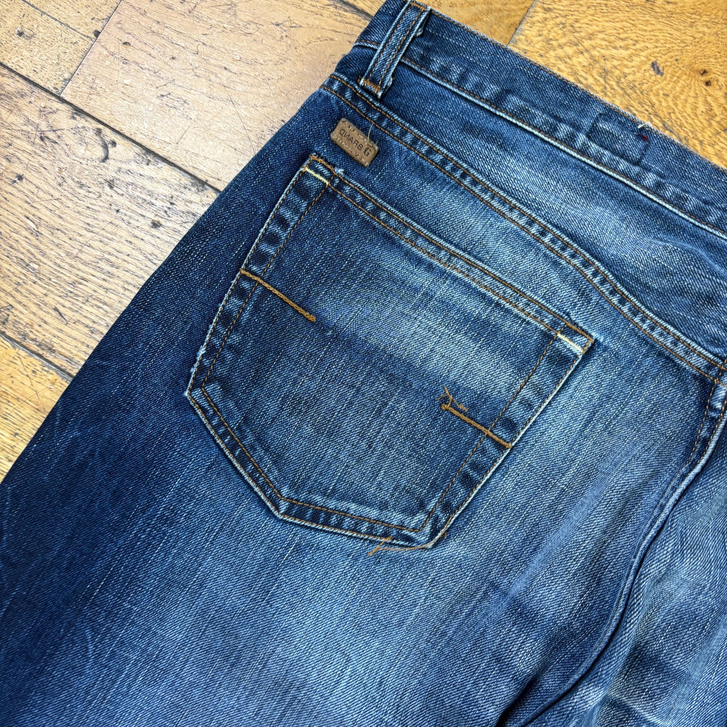 Vintage Blue Embroidered Y2K Hip Hop Baggy Jeans - 40