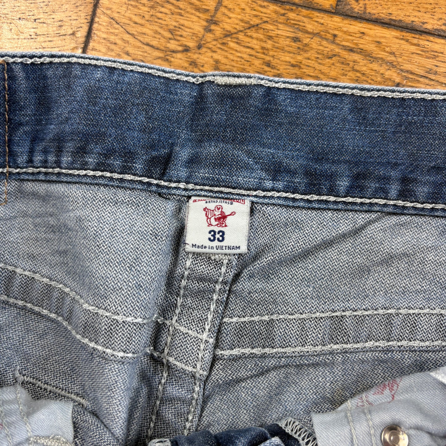 Vintage True Religion Blue Embroidered Y2K Shorts Jorts - 33