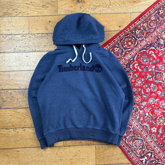 Vintage Timberland Navy Embroidered Hoodie Sweatshirt - L