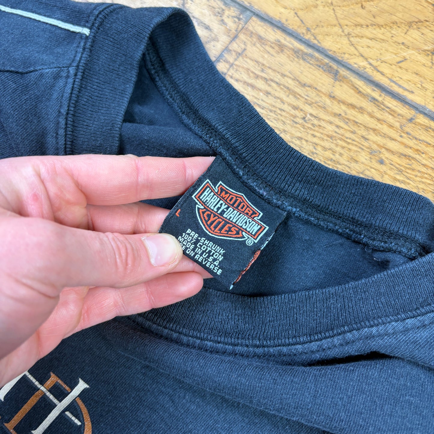 Vintage 2002 Harley Davidson Black Long Sleeve Graphic T-Shirt - L